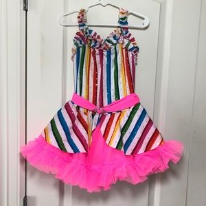 SOLD Weissman Pink rainbow dance costume